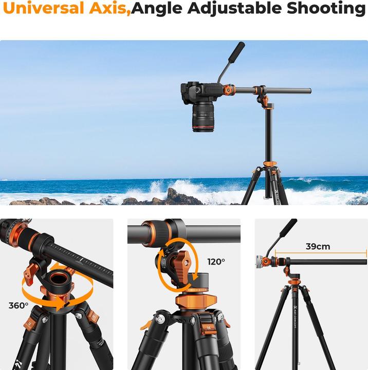 Produktbild K&F Concept T254A7+FH-03 Magnesium Aluminum Alloy Tripod (Metall)
