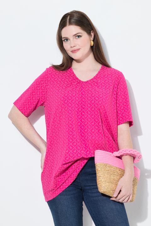 Produktbild Ulla Popken T-Shirt, Trachtenmuster, A-Linie, V-Ausschnitt, Halbarm (58)