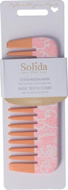 Actual product image Solida FSC birch styling comb pink tip
