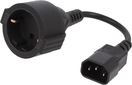 Actual product image Gembird power adapter cord C14 male -> schuko female (0.15 m, CEE 7/4)