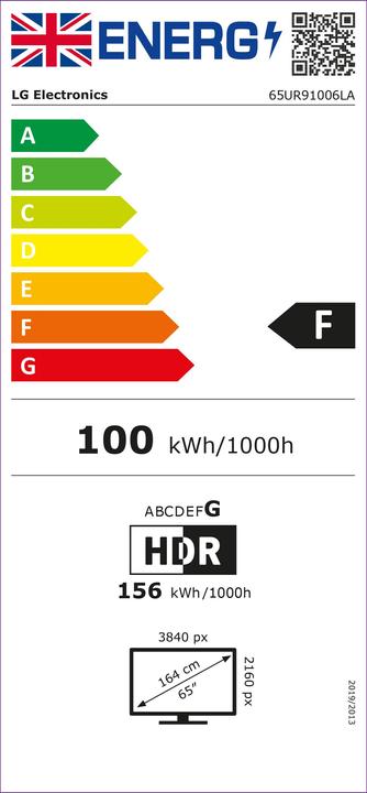 Etichetta energetica LG 65UR91006LA (65", LED, 4K)