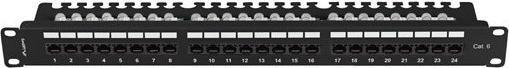 Produktbild Lanberg Patch Panel 24 Port 1u 19 Kat.6 Utp Z Organizerem Kablowym Czarny