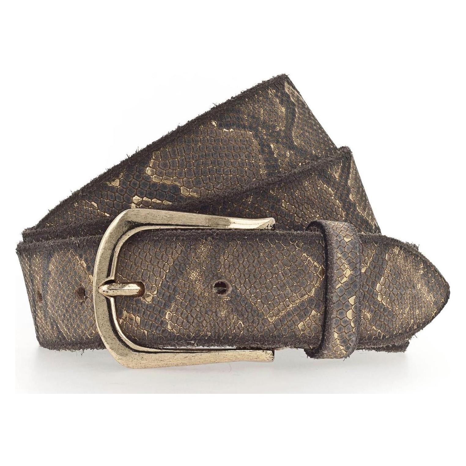 B.Belt, Damen, Gürtel, Sabia Gold Ledergürtel, Gold, Grau