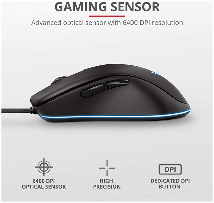 Immagine prodotto Trust GXT 930 Jacx Mouse destro USB Type-A ottico 6400 DPI (Cablato)