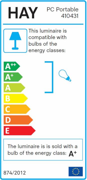Label énergétique HAY Lampe de chevet PC Turquoise (220 lm, G4)