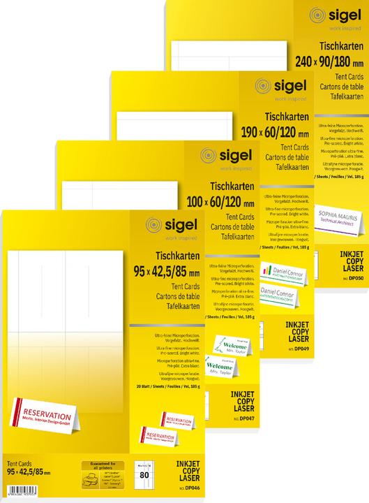Produktbild Sigel Tischkarten (A4, 185 g/m², 20 x)