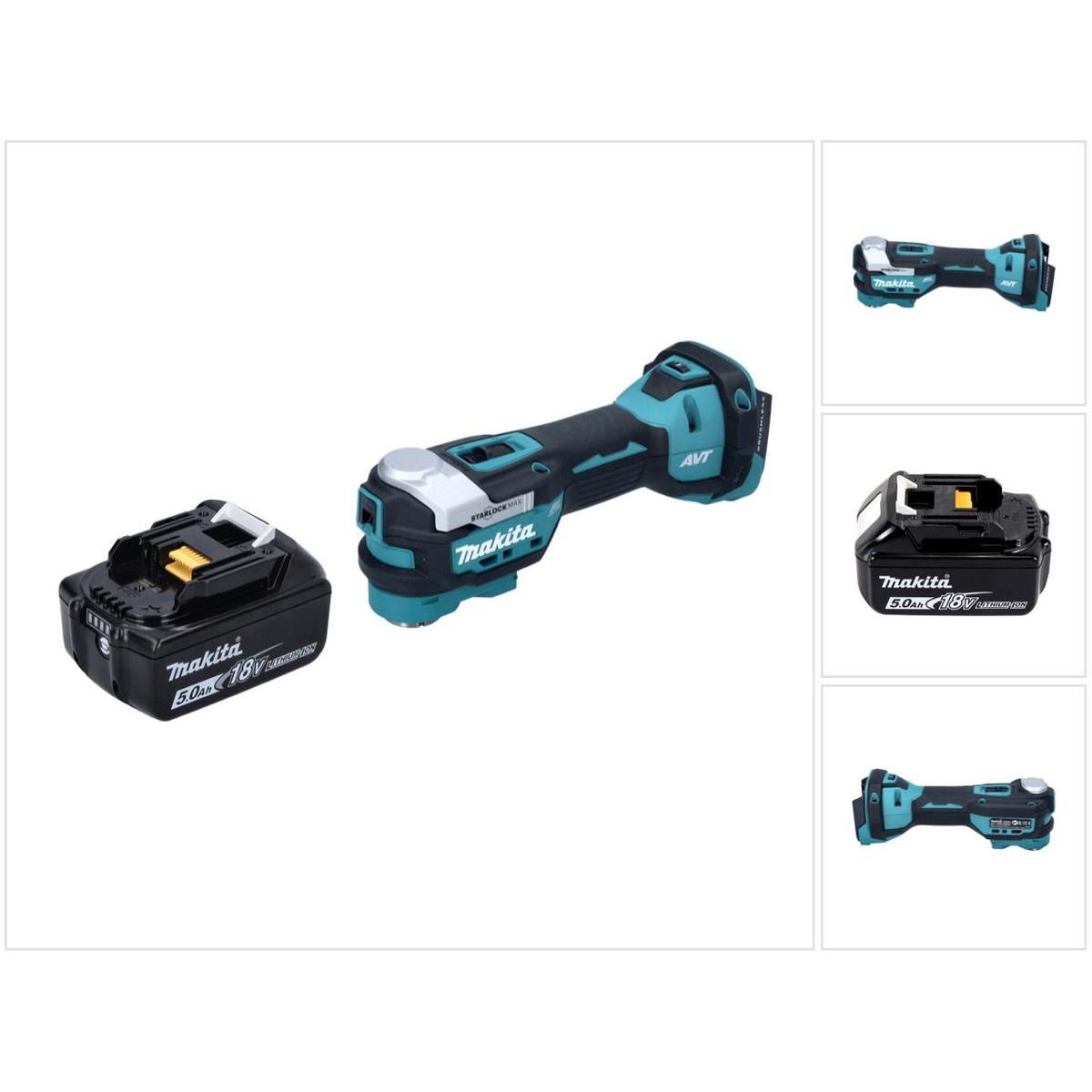Makita, Multifunktionswerkzeug, DTM 52 T1 Akku Multifunktionswerkzeug 18 V Starlock Max Brushless + 1x Akku 5,0 Ah - ohn...