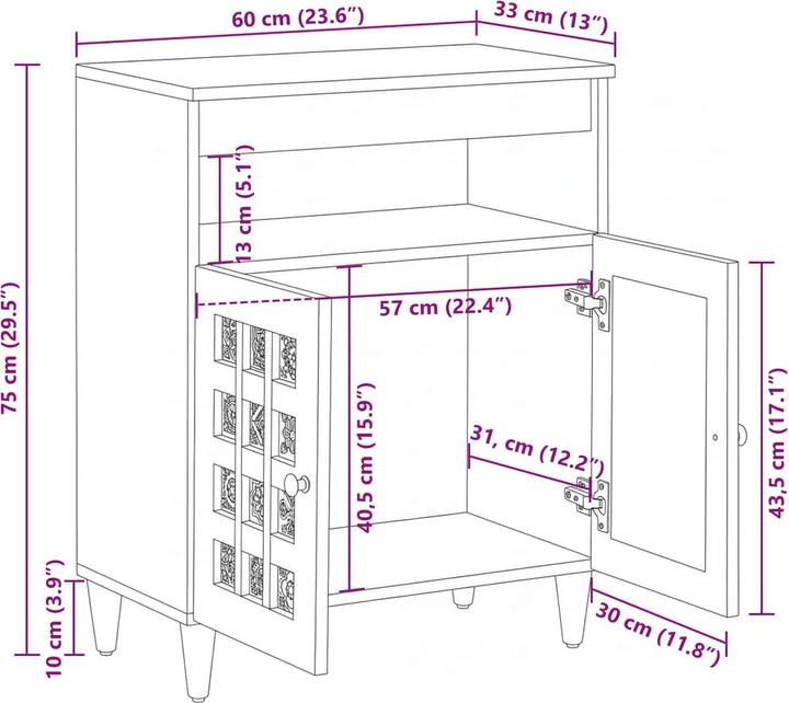 Produktbild vidaXL Sideboard (60 x 33.50 x 75 cm)