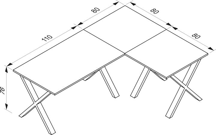 Produktbild VCM Büromöbel Eckschreibtisch Lona 80 X Alu Weiss (190 x 160 x 80 cm)