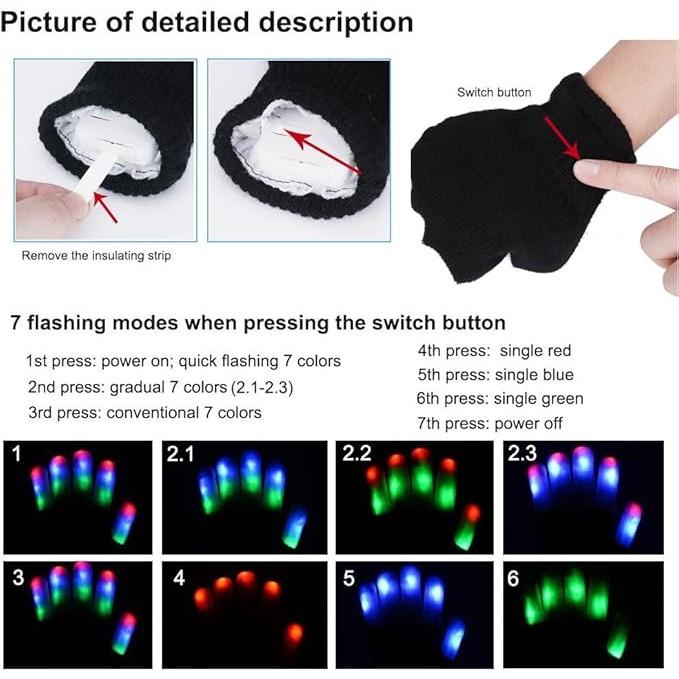 Produktbild Cbx LED Handschuhe, Leuchtende Handschuhe mit 7 Farbmodi (One Size)