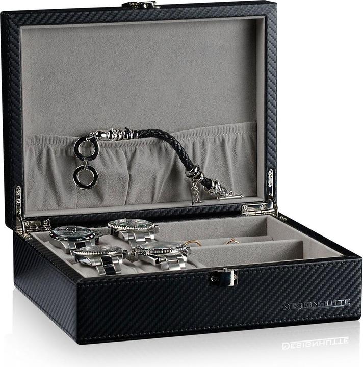 Designhütte Uhren & Schmuckbox Dallas - Karbon