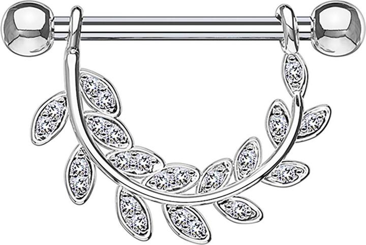 Produktbild Star Piercing Barbell hängende Kristallblätter silber (Messing, Chirurgenstahl 316L)