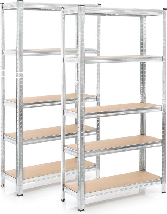 Actual product image Wiltec Set 2x Heavy-duty Shelving System Zincked Boltless 180x90x45cm, max. 875kg, Steel, 5 Levels
