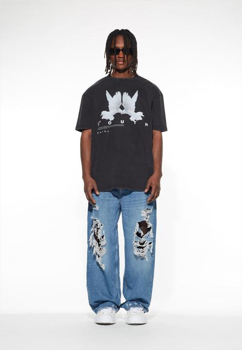 Actual product image Lost Youth LY ACID WASHED TEE DOVE - 105673 (L)
