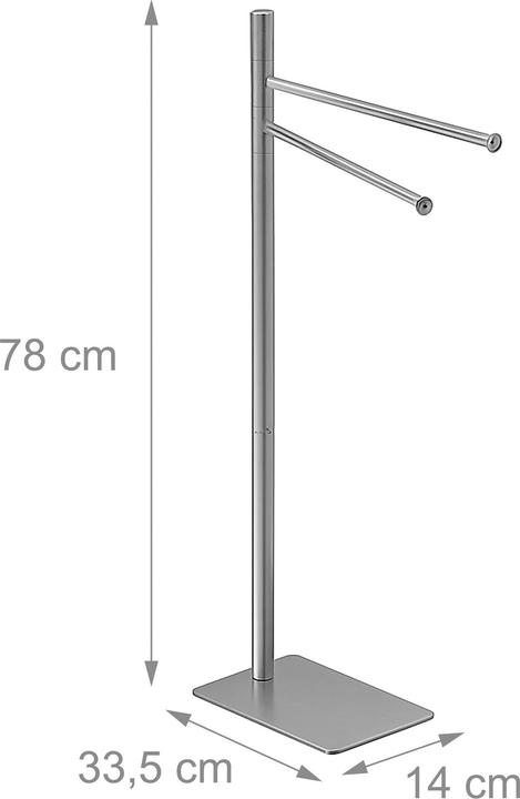 Actual product image Relaxdays - Handtuchständer Edelstahl 2-armig, Silber, 78 x 33,5 x 14 cm