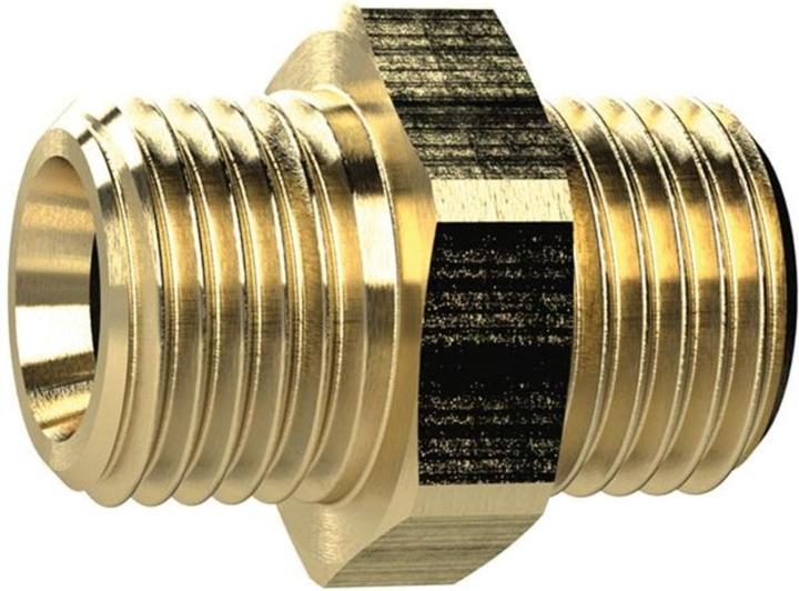 Actual product image Riegler MS2521814 Double threaded nipple, brass CW614N, SW 17, G 1/8" x G 1/4"