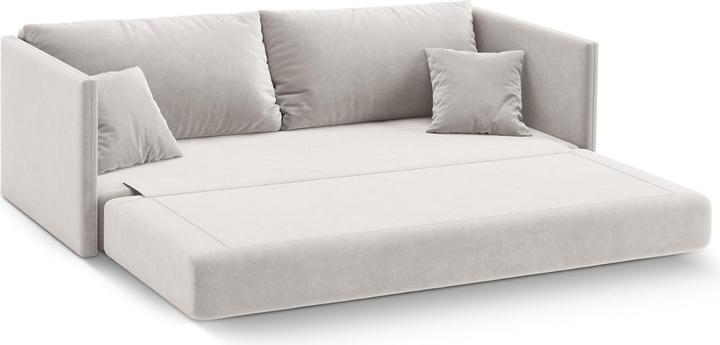 Actual product image Cosmopolitan Design Velvet Sofa With Bed Function, "Shannon", 3 Seats, Beige, 209x94x87 Made in Europe (3-seater)