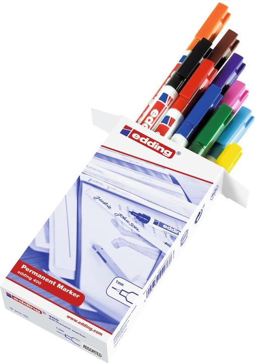 Produktbild Edding 400 (Orange, Gelb, Violett, Grün, Blau, Rosa, Schwarz, Rot, Braun, Hellblau, 1 mm, 10 x)