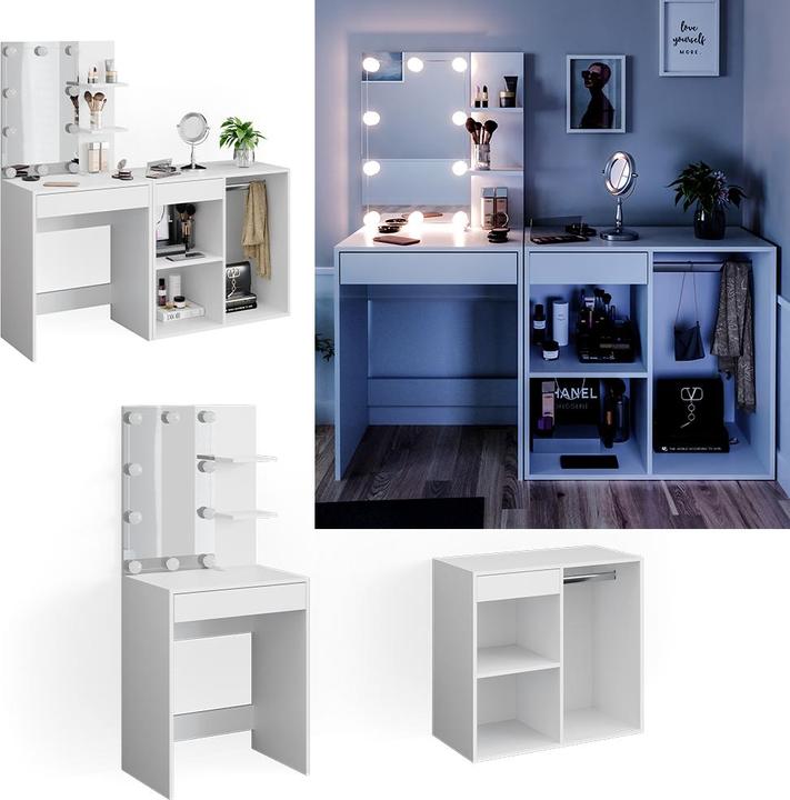 Produktbild Vicco Isabelle mit LED Beleuchtung und Schrank (140 x 40 x 140 cm)