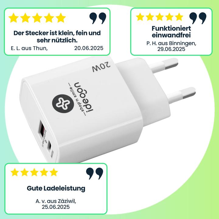 Produktbild Ideoon USB-Ladegerät, Dual Port, PD 3.0, 20 W (20 W, 2 Ports)