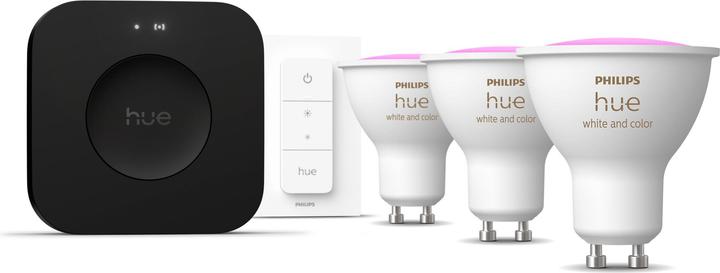 Produktbild Philips Hue Starter Kit Bridge Pro + LED White & Color Ambiance (GU10, 4.20 W, 400 lm, 3 x, E)