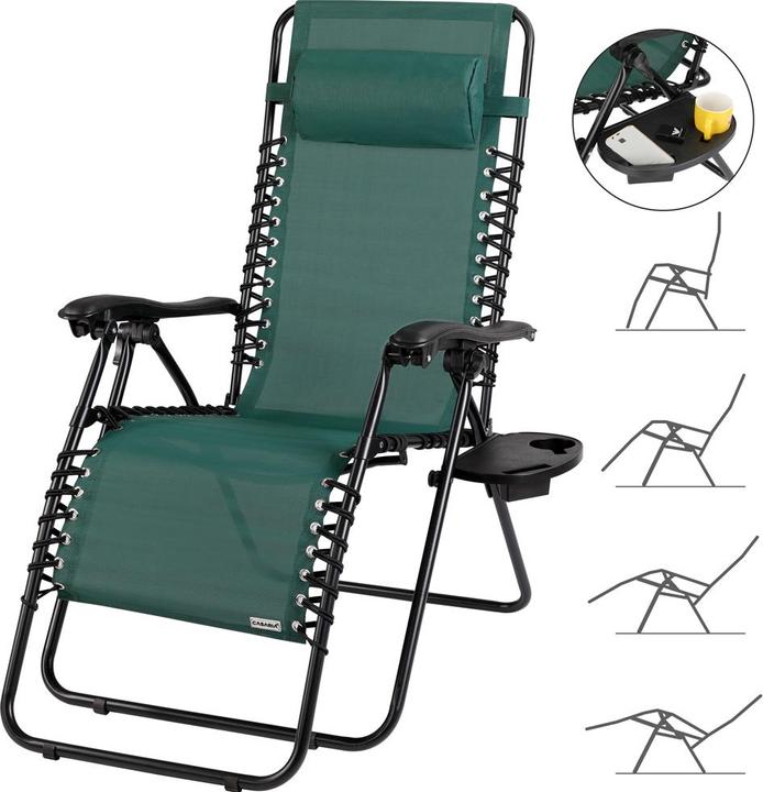 Produktbild Casaria Liegestuhl Verstellbar Kopfpolster Klappbar (165 cm)