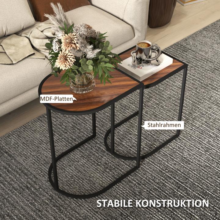 Image du produit Homcom Couchtisch Set MDF, Stahl Braun