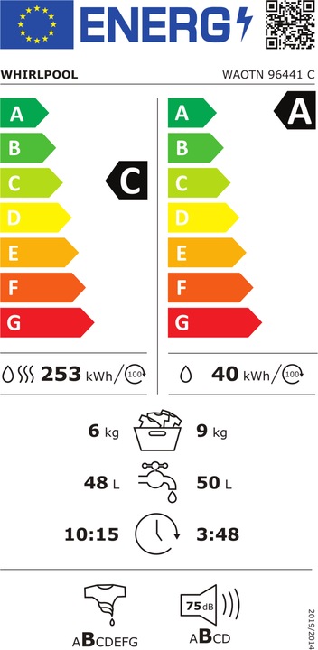 Energy Label Whirlpool WAOTN 96441 C (9 kg, Left)
