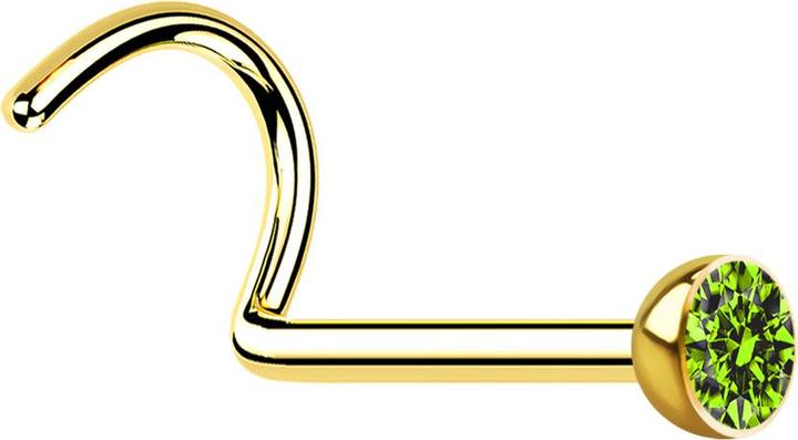 Immagine prodotto Star Piercing Borchia da naso curva placcata in oro con cristallo verde chiaro (senza ottone, Acciaio chirurgico 316L)