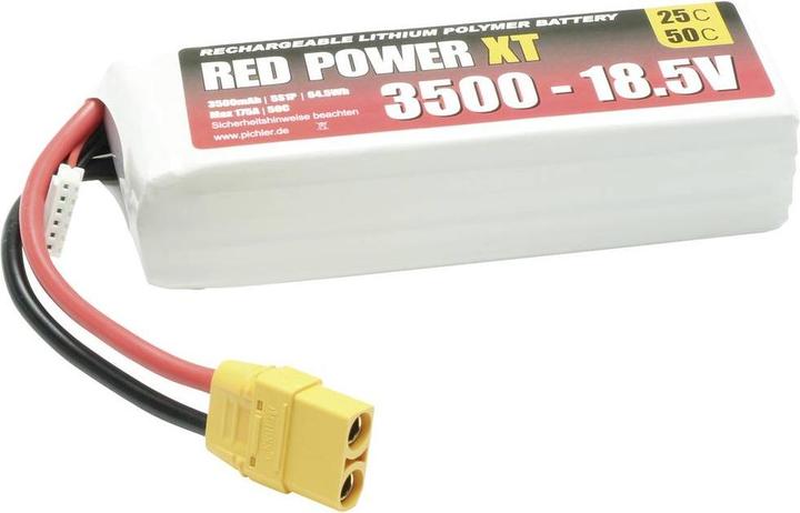 Immagine prodotto Red Power Modellbau-Akkupack LiPo 18.5 V 3500 mAh 25 C Softcase XT90 (18.50 V, 3500 mAh)