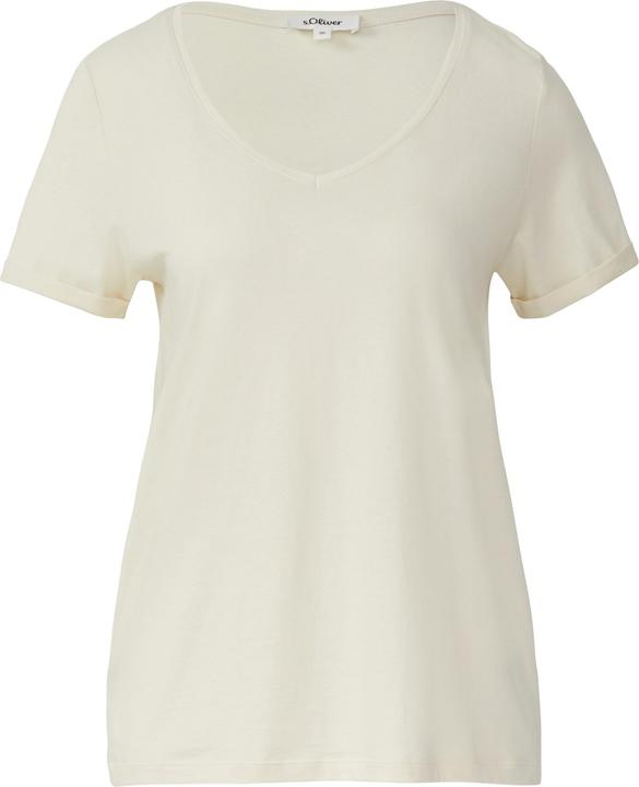 S.Oliver T-Shirt Weiches T-Shirt aus Baumwolle mit V-Ausschnitt (38)