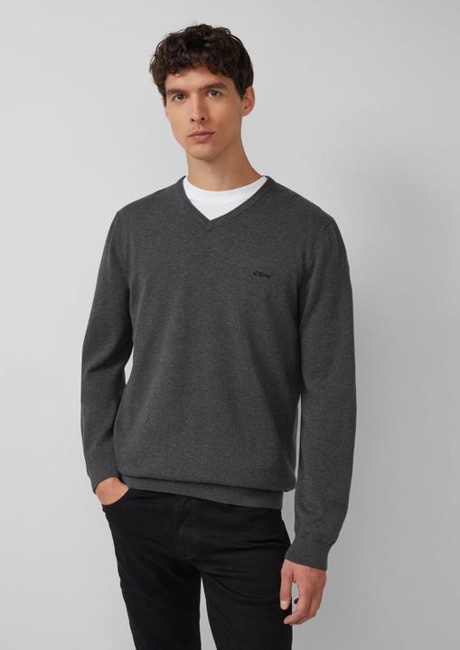 Produktbild s.Oliver Strickpullover Strickpullover mit Logo-Stickerei (S)