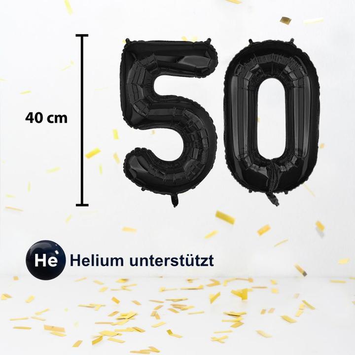 Actual product image Hermex Number balloon number 50 black foil balloon birthday party balloon 40cm (1 x)
