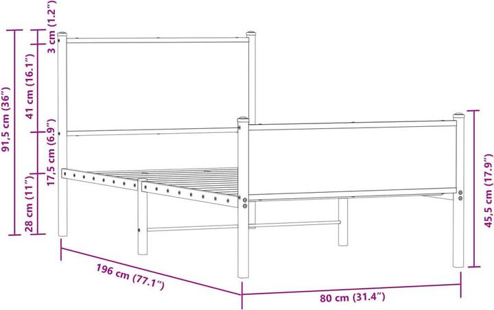 Image du produit vidaXL Bettgestell (75 x 190 cm)
