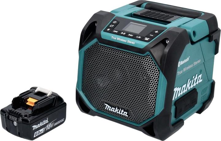 Produktbild Makita DMR 203 G1 Bluetooth Lautsprecher 12 V 18 V IP64 + 1x Akku 6,0 Ah - ohne Ladegerät (Bluetooth)