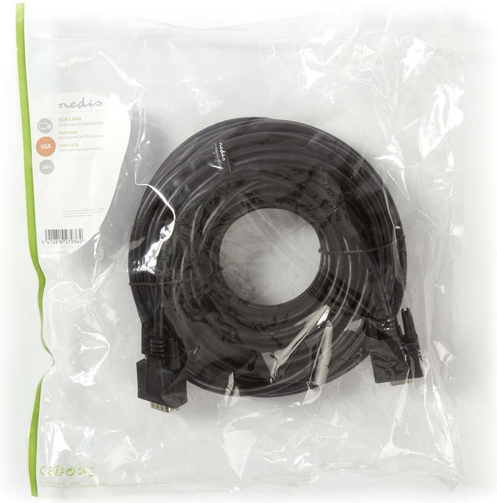 Produktbild Nedis VGA-Kabel - VGA Stecker - VGA Buchse - Vernickelt - Maximale Auflösung: 1280x800 - 20.0 m - ru (20 m, VGA)