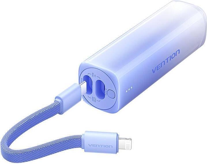 Produktbild Vention Powerbank 5000mAh FHWL0 20W + cable USB-C do lightning (niebieski) (5000 mAh, 20 W, 18.50 Wh)