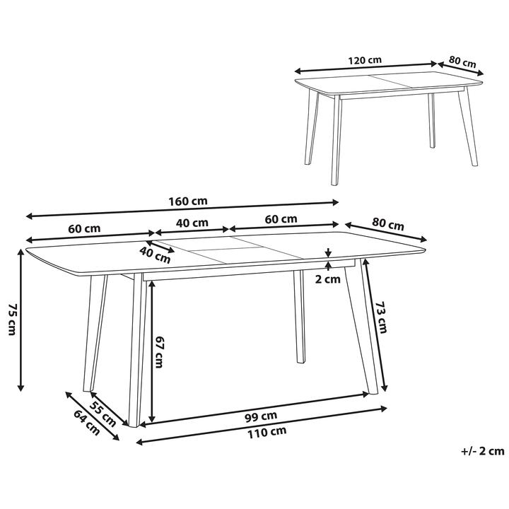Produktbild Beliani Esstisch weiss 120/160 x 80 cm ausziehbar SANFORD (90 x 90 x 75 cm)