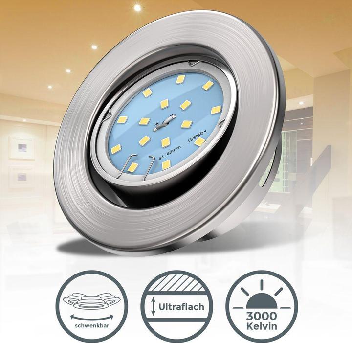 Produktbild B.K.Licht LED Einbauleuchten-Set, matt-nickel, 10xLED-Modul (400 lm)