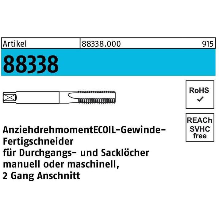 Amecoil, Gewindeschneider + Gewindebohrer, Gewindefertigbohrer R 88339 M 10 x 1 Stahl