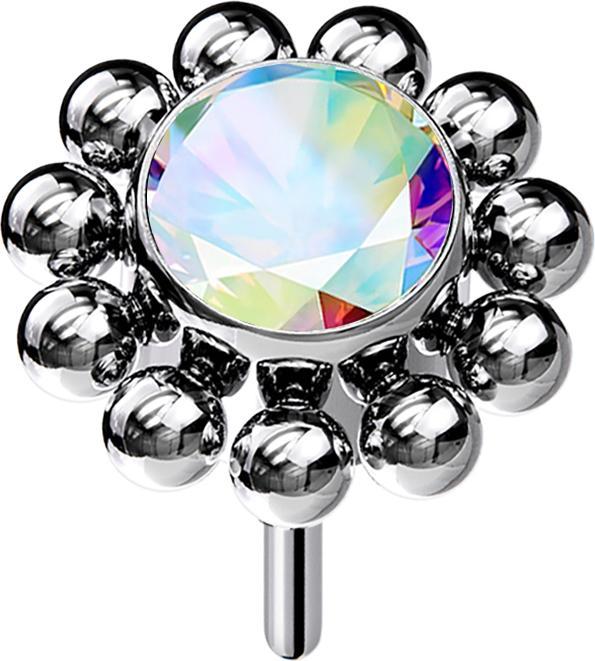 Actual product image Star Piercing Threadless silver ball flower crystal multicolour (without brass, Titanium)