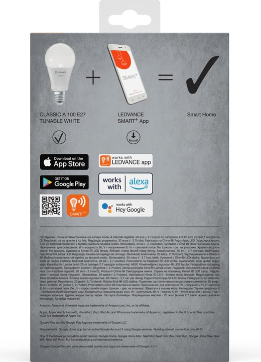 Immagine prodotto Ledvance Smart+ Wifi Classic (E27, 14 W, 1521 lm, 3 x, F)