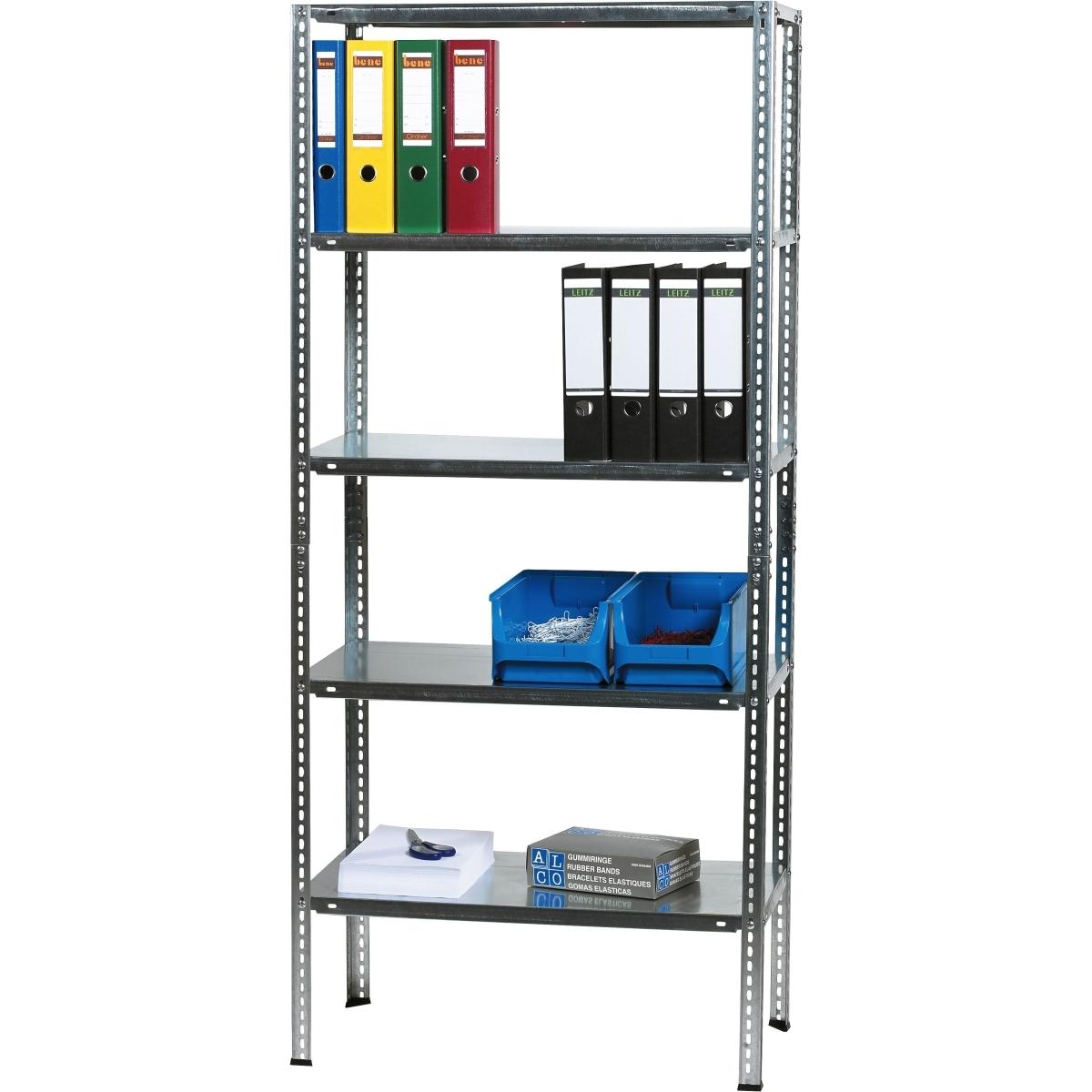 Alco, Aktenschrank, Regal Stahlblech 5 Böden 80x40x180cm silber (80 x 40 x 180 cm)