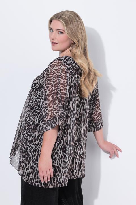 Immagine prodotto Miamoda Blusa di mesh dal taglio oversize con stampa leopardata e top di jersey coprente (46, 48)