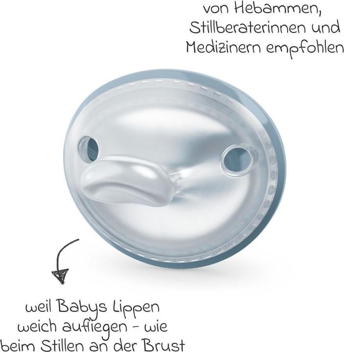Produktbild NUK Schnuller Schnuller 2er Pack MommyFeel - Silikon 0-9 M - Jeans (2 x, ab Geburt)