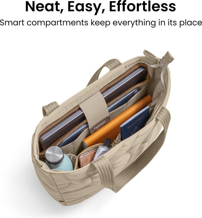 Actual product image tomtoc Terra-T38 Puffy Laptop Tote Bag, 13.5L, beige (16")