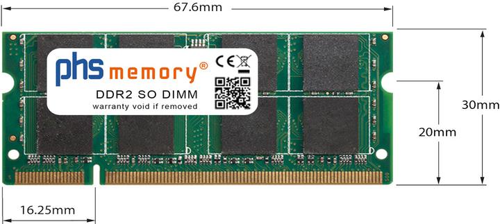 Actual product image PHS-memory 2GB RAM memory for Dell Latitude D830 DDR2 SO DIMM 667MHz PC2-5300S (1 x 2GB)