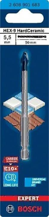 Productafbeelding Bosch Professional Zubehör EXPERT HEX-9 Hard keramische boor 5,5 x 90 mm (5,5 millimeter)