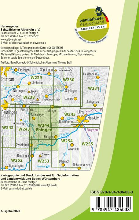 Actual product image Topographical hiking map BW Ehingen (Danube)