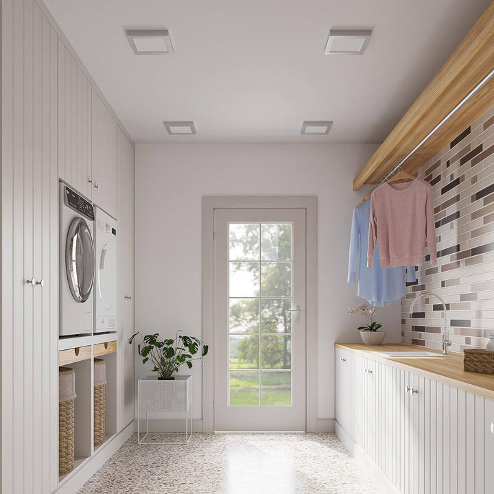 Image du produit Prios Alette LED plafonnier, argent 22,7 cm 18W (2092 lm)